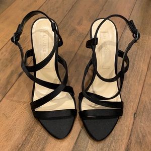 Imagine by Vince Camuto black satin open toe pumps NEW